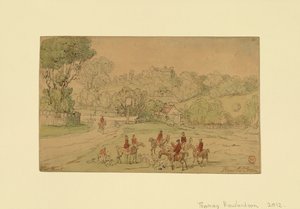 Landskab med jagtscene af Thomas Rowlandson