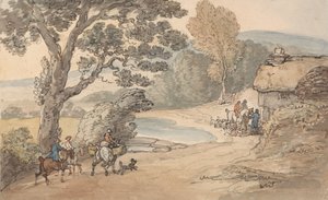Landskab med et jagtfølge af Thomas Rowlandson