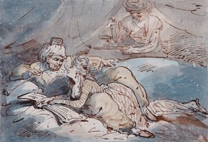 Kærlighed i Østen, ca. 1787 (pen og farvevask) af Thomas Rowlandson