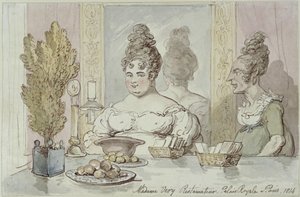 Fru Véry, restauratør. Palais Royal i Paris af Thomas Rowlandson