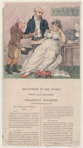 Melpomene i lossepladserne eller børneskuespil forsvaret af teatralske monarker, 1804., 1804. af Thomas Rowlandson
