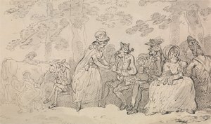 Mælkepiger og herrer i St. James’s Park af Thomas Rowlandson