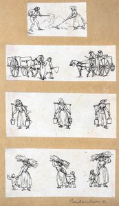 Miniaturestudier (radering) af Thomas Rowlandson