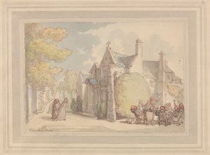 Munke hyler udenfor et kloster