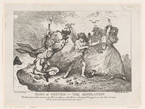 Mere af Werther-The Separation: Charlotte Preserved from Destruction af Albert og ..., 6. maj 1786. af Thomas Rowlandson