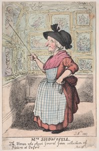 Fru Showell, kvinden, der viser General Guises billedsamling på O..., 26. februar 1807. af Thomas Rowlandson