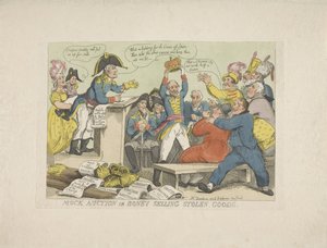 Napoleon sælger stjålne varer, 1813 Sponteauktion eller Boney, der sælger stjålne varer (titel på objekt) af Thomas Rowlandson