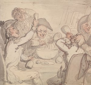 Søofficerer og en skål med punch af Thomas Rowlandson