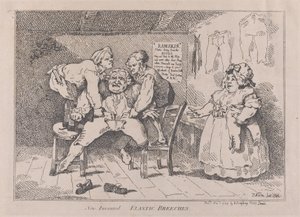 Nye opfundne elastiske ridebukser, 1. november 1784., 1. november 1784. af Thomas Rowlandson