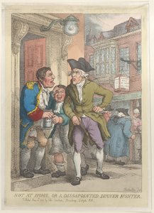 Ikke hjemme eller en skuffet middagsjæger, 13. juni 1823., 13. juni 1823. af Thomas Rowlandson