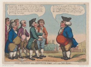 Odd Fellows fra Downing Street klager til John Bull, 4. juni 1808., 4. juni 1808. af Thomas Rowlandson