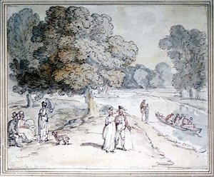 På Themsen (pen og blæk, akvarel) af Thomas Rowlandson