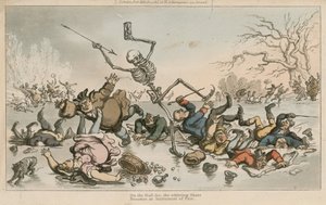 På skrøbelig is bliver den snurrende skøjte et skæbneinstrument af Thomas Rowlandson