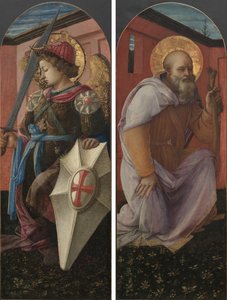 Par paneler fra en triptykon: Ærkeenglen Michael og St. Anthony Abbed af Thomas Rowlandson