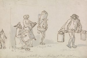 Parisiske gadekunstnere af Thomas Rowlandson