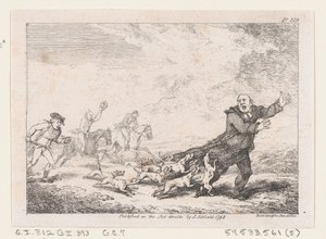 Præst Adams engageret i et farligt jagteventyr, fra Joseph Andre...s eventyr, 1792. af Thomas Rowlandson