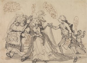 Pitt og hans allierede i hans kamp for regentskabet af Thomas Rowlandson