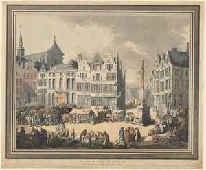 Place de Meir i Antwerpen af Thomas Rowlandson