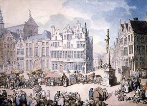 Place de Mer, Antwerpen af Thomas Rowlandson