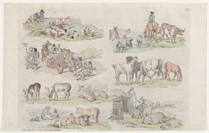 Tavle 11, Omrids af figurer, landskaber og kvæg...til brug for elever..., 31. januar 1791. af Thomas Rowlandson