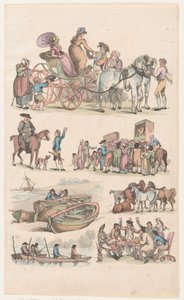 Tavle 16, Omrids af Figurer, Landskaber og Kvæg...til Brug for Lærere, Ju..., 1. Juni 1790. af Thomas Rowlandson