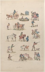 Tavle 1, Omrids af Figurer, Landskaber og Kvæg...til Lærernes Brug, Ma..., 8. Marts 1790. af Thomas Rowlandson