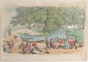 Plade 30: Den sociale dag, fra World in Miniature, 1816., 1816. af Thomas Rowlandson