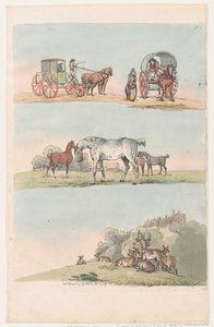 Tavle 3, Skitser af Figurer, Landskaber og Kvæg...til Lærernes Brug, Ma..., 8. Marts 1790. af Thomas Rowlandson
