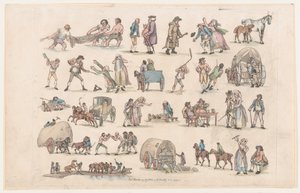 Tavle 4, Omrids af Figurer, Landskaber og Kvæg...til Lærernes Brug, Ma..., 8. Marts 1790. af Thomas Rowlandson
