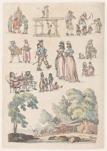Tavle 5, Omrids af Figurer, Landskaber og Kvæg...til Brug for Lærere, Ju..., 18. Juni 1790. af Thomas Rowlandson
