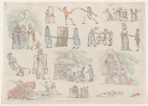 Tavle 8, Omrids af Figurer, Landskaber og Kvæg...til Brug for Lærere, Ju..., 20. Juni 1790. af Thomas Rowlandson