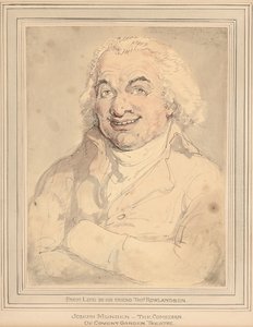 Portræt af Joseph Munden, brystlængde, i en brunfarvet frakke af Thomas Rowlandson