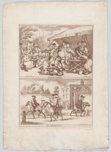 Pot Fair Cambridge, og The College Gate, 1780-90., 1780-90. af Thomas Rowlandson