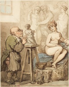 Forberedelse til Akademiet - Gamle Joseph Nollekens og hans Venus af Thomas Rowlandson