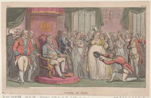 Præsentation af trofæerne fra The Military Adventures of Johnny Newcome, 1815., 1815. af Thomas Rowlandson