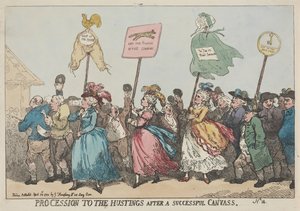 Optog til valgpodiet efter en vellykket valgkampagne af Thomas Rowlandson