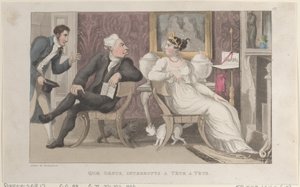 Quae Genus, Interrupts a Tête à Tête, fra The History of Johnny Quae Genus, T..., 1. januar 1822. af Thomas Rowlandson