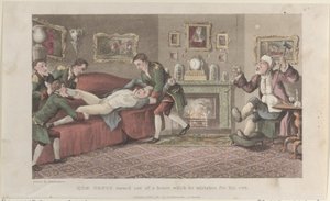 Quae Genus vendt ud af et hus, som han forveksler med sit eget, fra The Hist..., 1. februar 1822. af Thomas Rowlandson