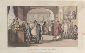 Quae Genus in Search of Service, fra The History of Johnny Quae Genus, The Lit..., 1. august 1821. af Thomas Rowlandson