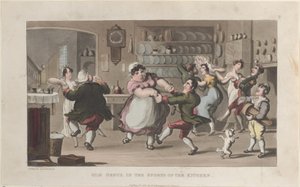 Quae Genus, in the Sports of the Kitchen, fra The History of Johnny Quae Genus..., 1. august 1821. af Thomas Rowlandson