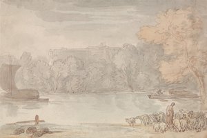 Flodscene (Themsen ved Eton) af Thomas Rowlandson