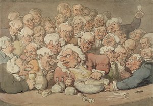 Serving Punch, ca. 1815-20 (pen & blæk og akvarel over blyant på papir) af Thomas Rowlandson