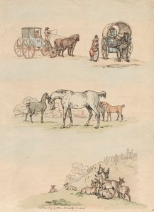 Sæt af seksten: konturer af figur og landskaber af Thomas Rowlandson