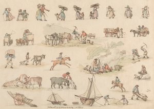 Sæt på seksten: Omrids af figurer og landskaber af Thomas Rowlandson