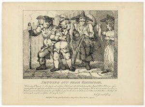 På vej ud fra Edinburgh, fra Boswells tur til Hebriderne af Thomas Rowlandson