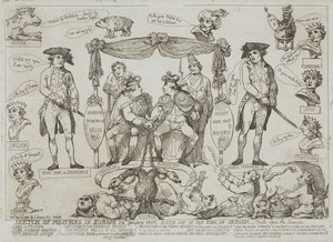 Politisk oversigt over Europa, 24. januar 1786 – Den preussiske konges fødselsdag af Thomas Rowlandson