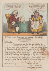 St. Valentinsdag eller John Bull, der opsnapper et brev til sin kone, februar ..., 23. februar 1809. af Thomas Rowlandson