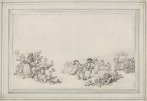 Undersøgelse af skatere: Skating on the Serpentine af Thomas Rowlandson