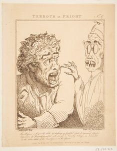 Rædsel eller forskrækkelse Le Brun Travested, eller karikaturer af lidenskaberne, 21. januar 1800. af Thomas Rowlandson