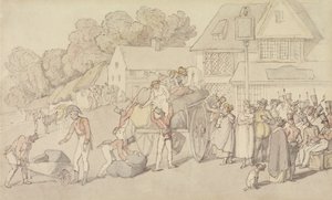 En militskompagnis ankomst til en kro af Thomas Rowlandson